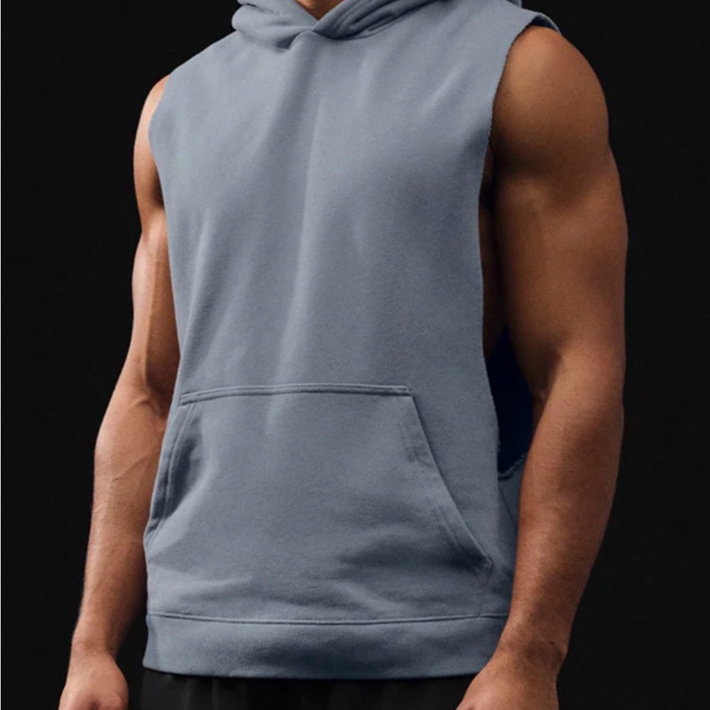 ALO Yoga Men's Sleeveless Hoodie in Blue